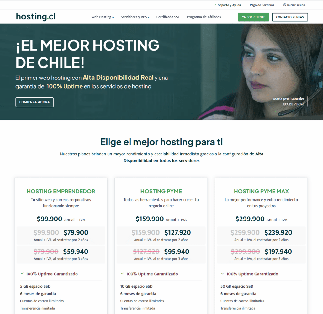 Captura web hosting.cl